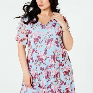 NY Collection women ruffle sleeve dress Sz 1X